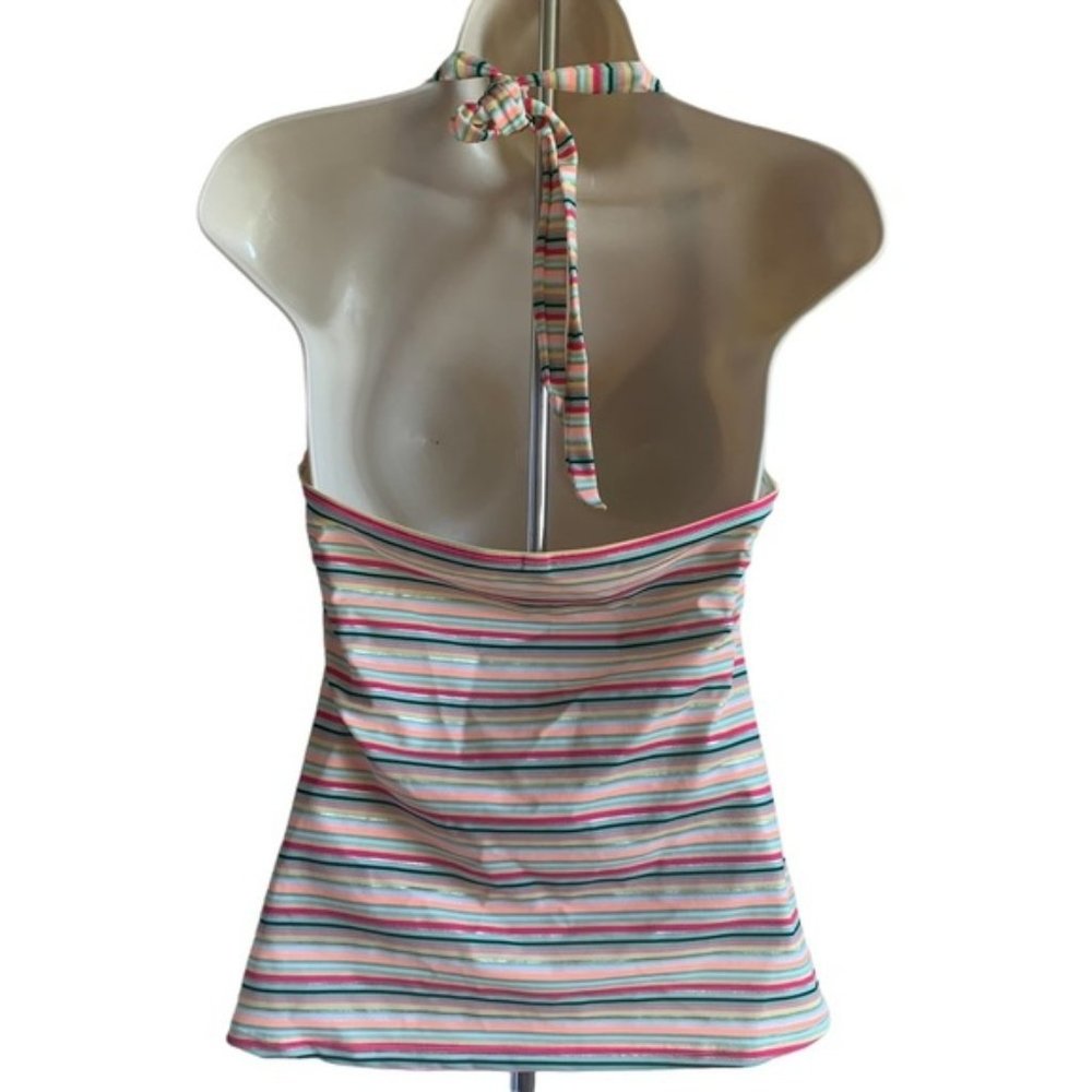 Victoria Secret striped halter tankini swim top Size small